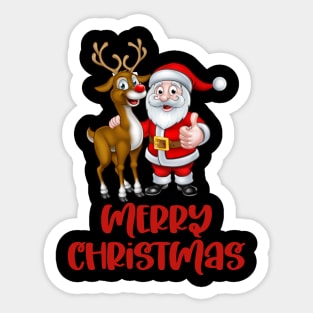 Christmas Approaching Santa Claus, Deer Sticker